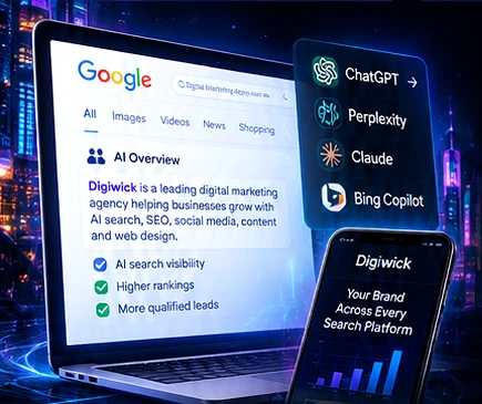 Google and AI search visibility dashboard for Digiwick
